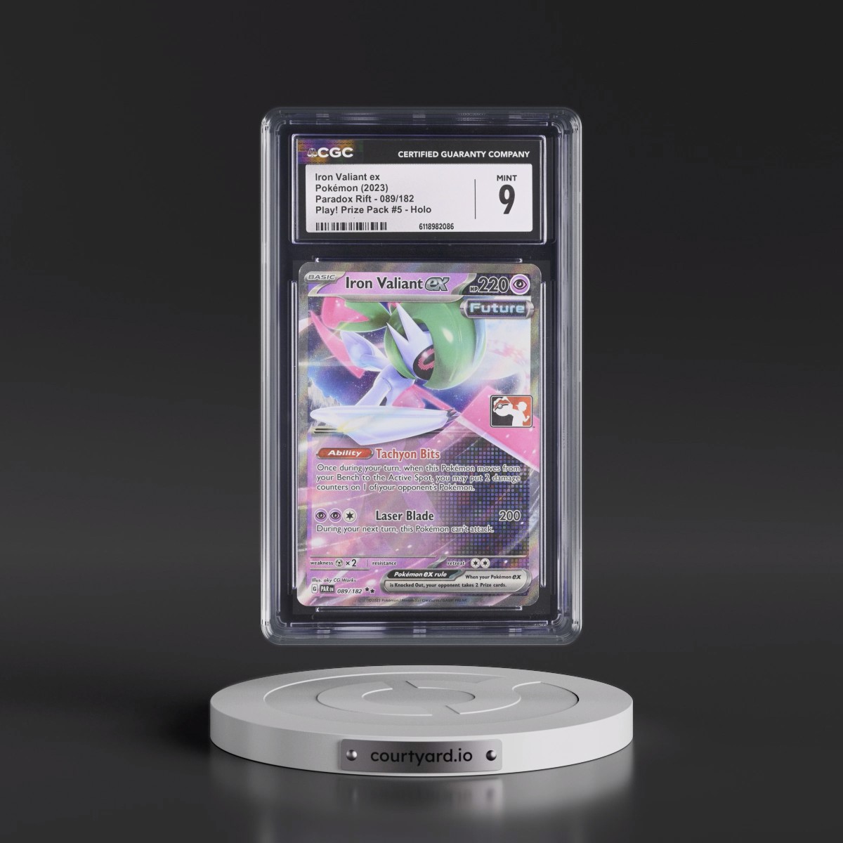 2023 Paradox Rift - PAR EN #089/182 Iron Valiant ex - Play! Pokémon Prize Pack #5 Holo (CGC 9 MINT)
