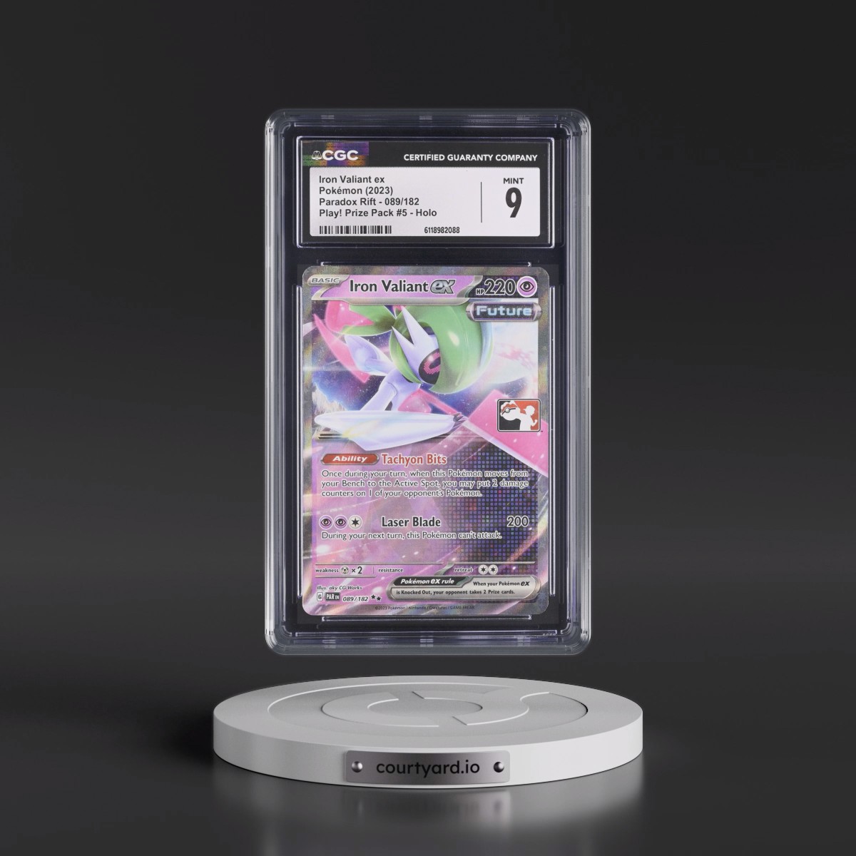2023 Paradox Rift - PAR EN #089/182 Iron Valiant ex - Play! Pokémon Prize Pack #5 Holo (CGC 9 MINT)