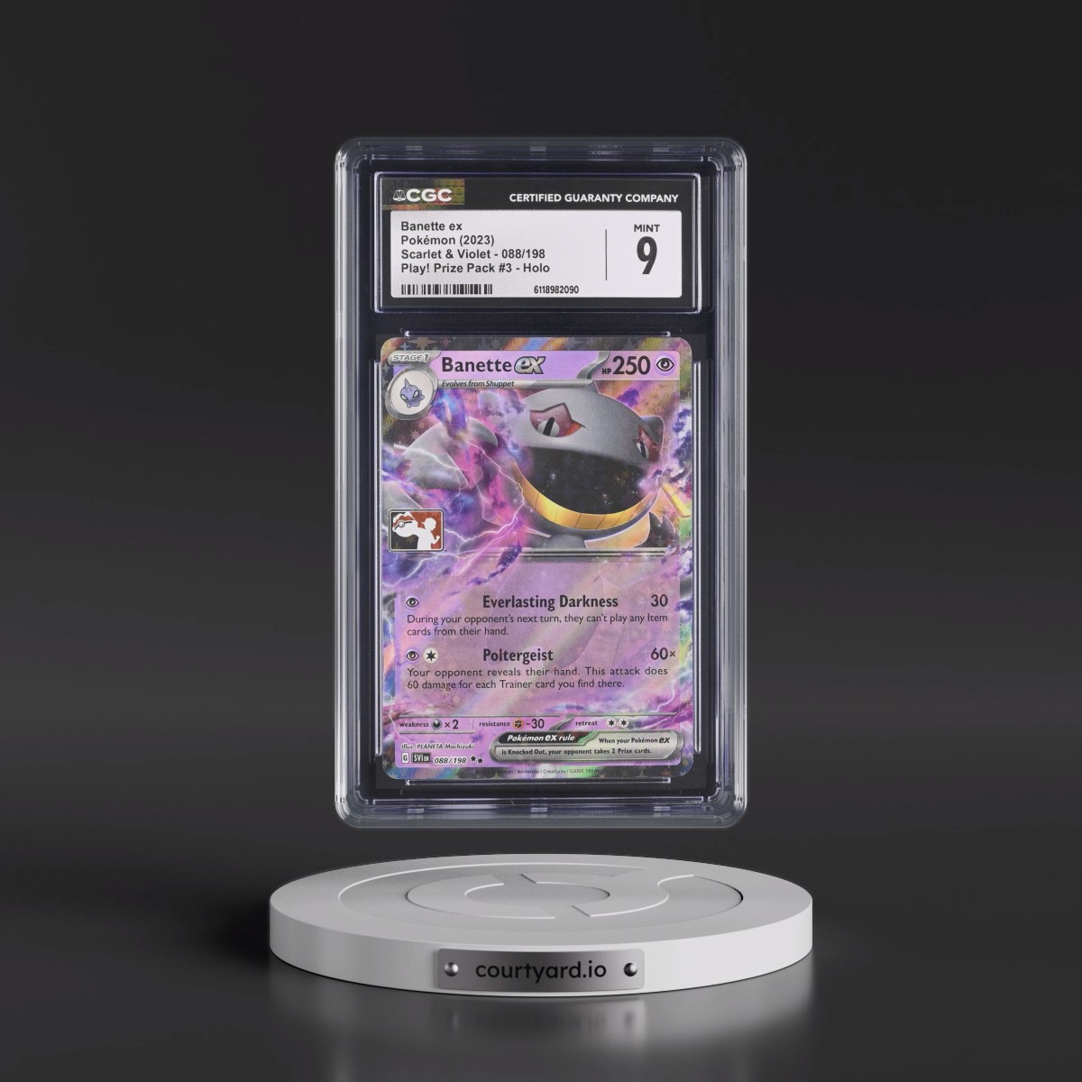 2023 Scarlet & Violet #088/198 Banette ex - Play! Pokémon Prize Pack #3 Holo (CGC 9 MINT)