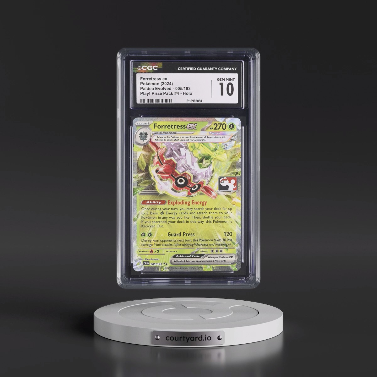 2023 Paldea Evolved - PAL EN #005/193 Forretress ex - Play! Pokémon Prize Pack #4 Holo (CGC 10 GEM MINT)