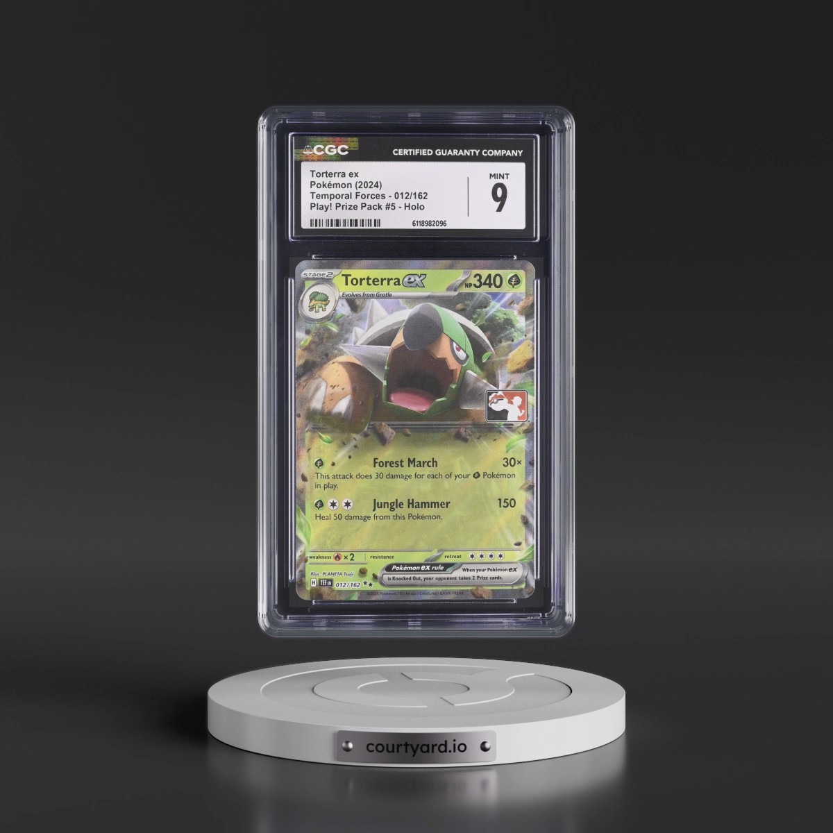 2023 Temporal Forces - TEF EN #012/162 Torterra ex - Play! Pokémon Prize Pack #5 Holo (CGC 9 MINT)