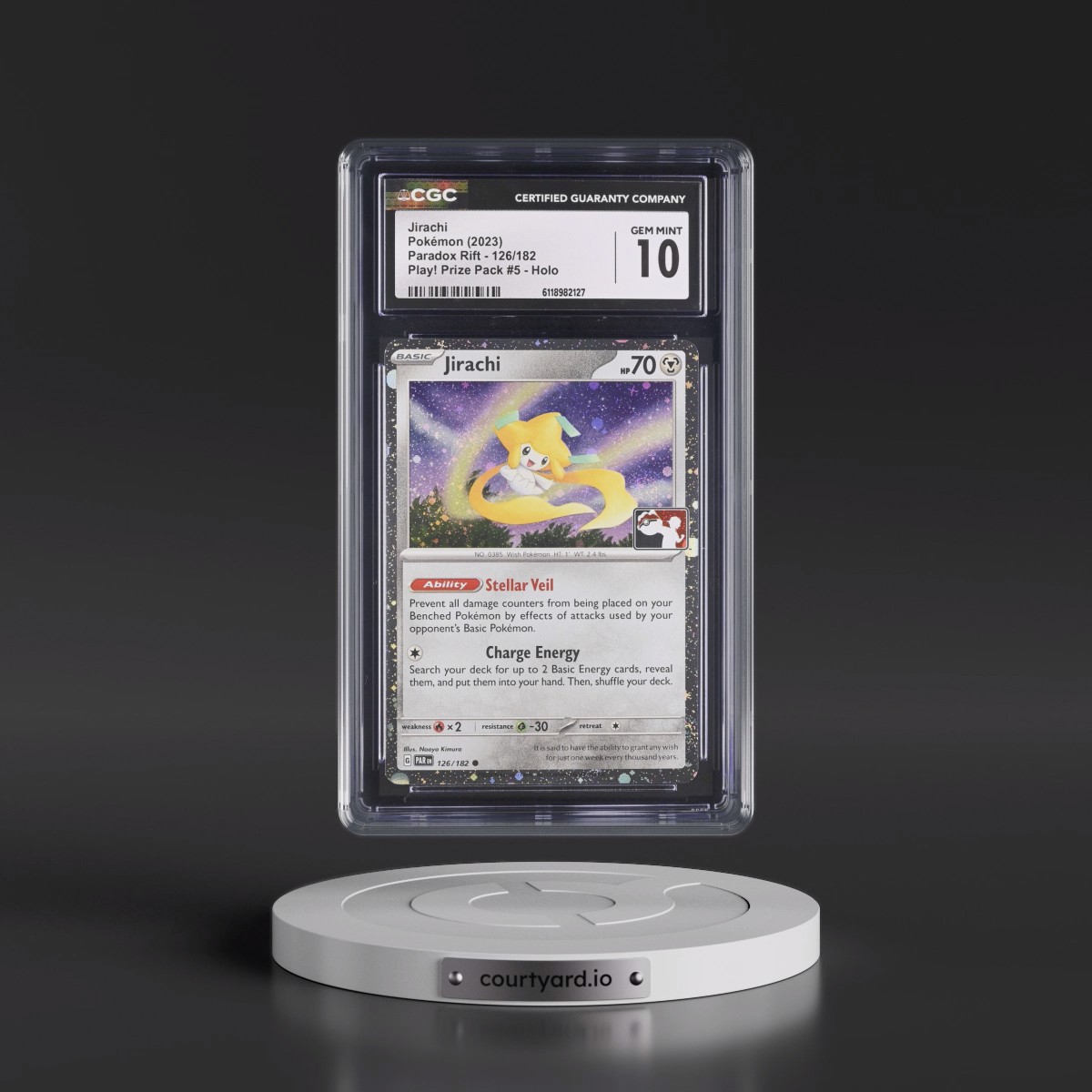 2023 Paradox Rift - PAR EN Jirachi - Play! Pokémon Prize Pack Holo #126/182 CGC 10