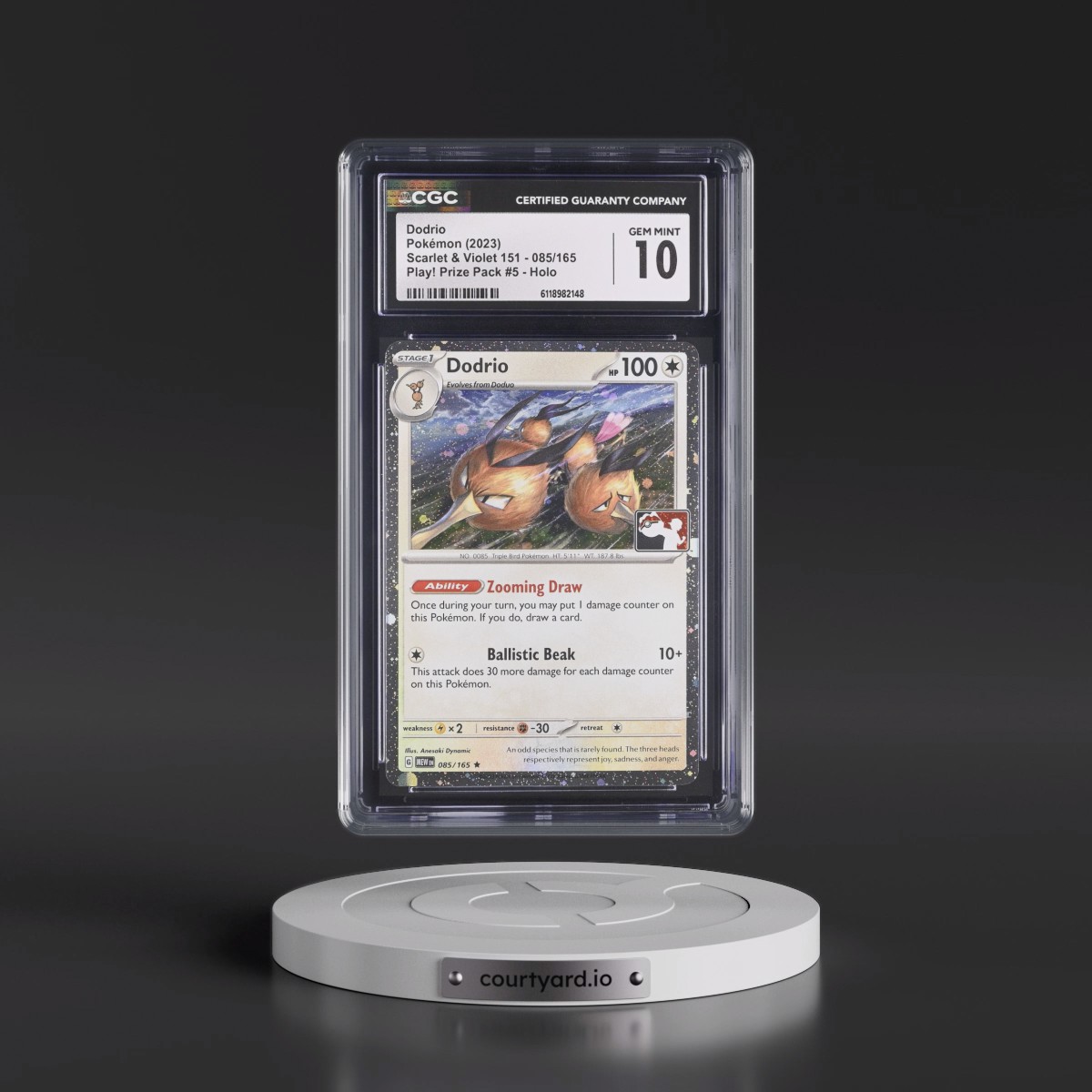 2023 Scarlet & Violet 151 - MEW EN #085/165 Dodrio - Play! Pokémon Prize Pack #5 (Cosmos Holo) Holo (CGC 10 GEM MINT)