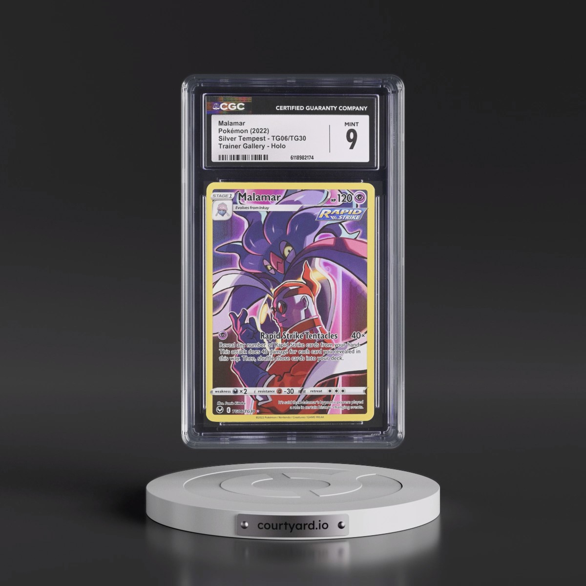 2022 Silver Tempest #TG06/TG30 Malamar - Trainer Gallery Holo (CGC 9 MINT)
