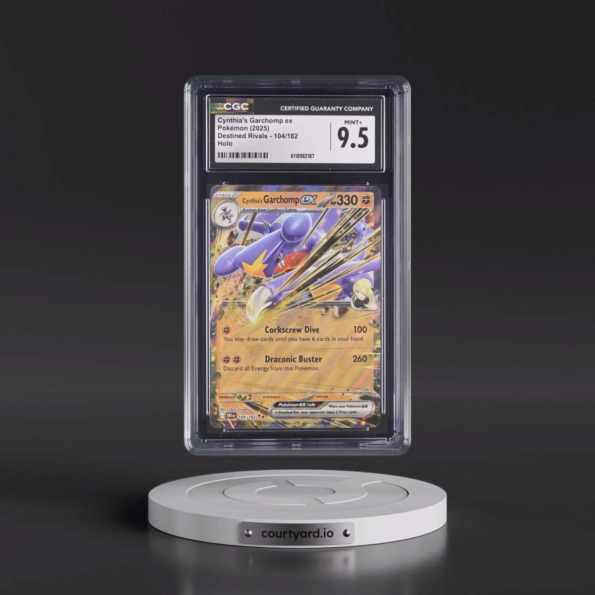 2025 Destined Rivals - DRI EN #104/182 Cynthia's Garchomp ex - Holo (CGC 9.5 MINT+)