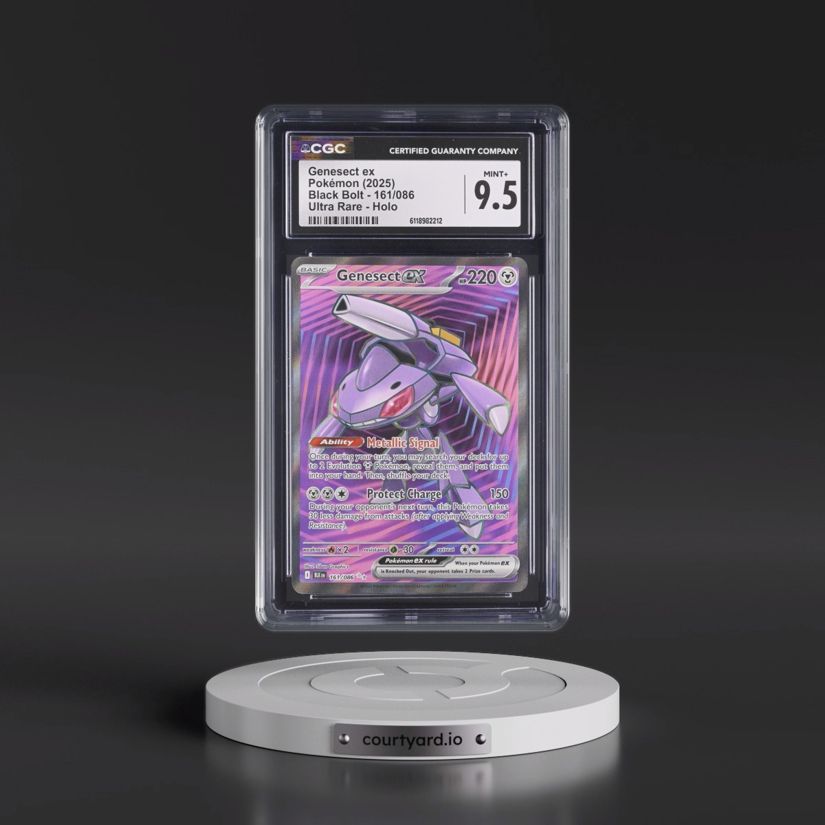 2025 Black Bolt - BLK EN #161/086 Genesect ex - Ultra Rare Holo (CGC 9.5 MINT+)
