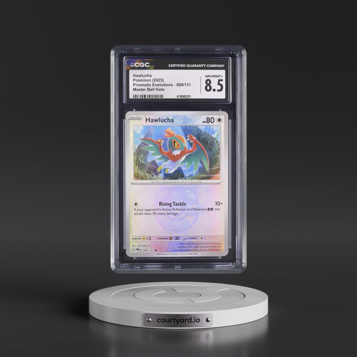 2024 Prismatic Evolutions - PRE EN #089/131 Hawlucha - Master Ball Holo (CGC 8.5 NM-MT+)