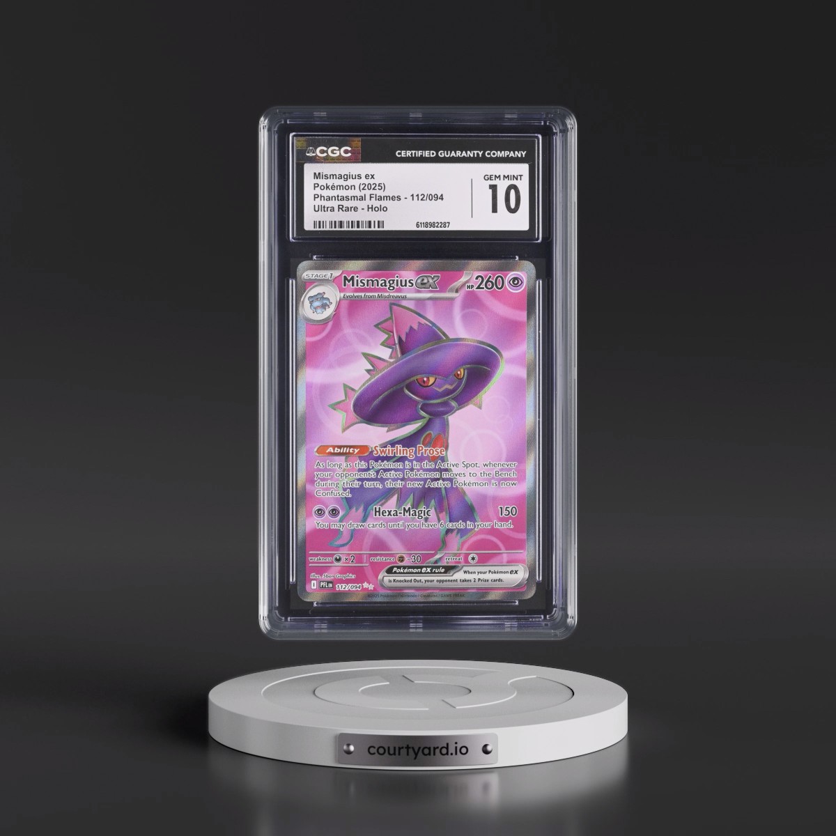 2025 Phantasmal Flames - PFL EN #112/094 Mismagius ex - Ultra Rare Holo (CGC 10 GEM MINT)