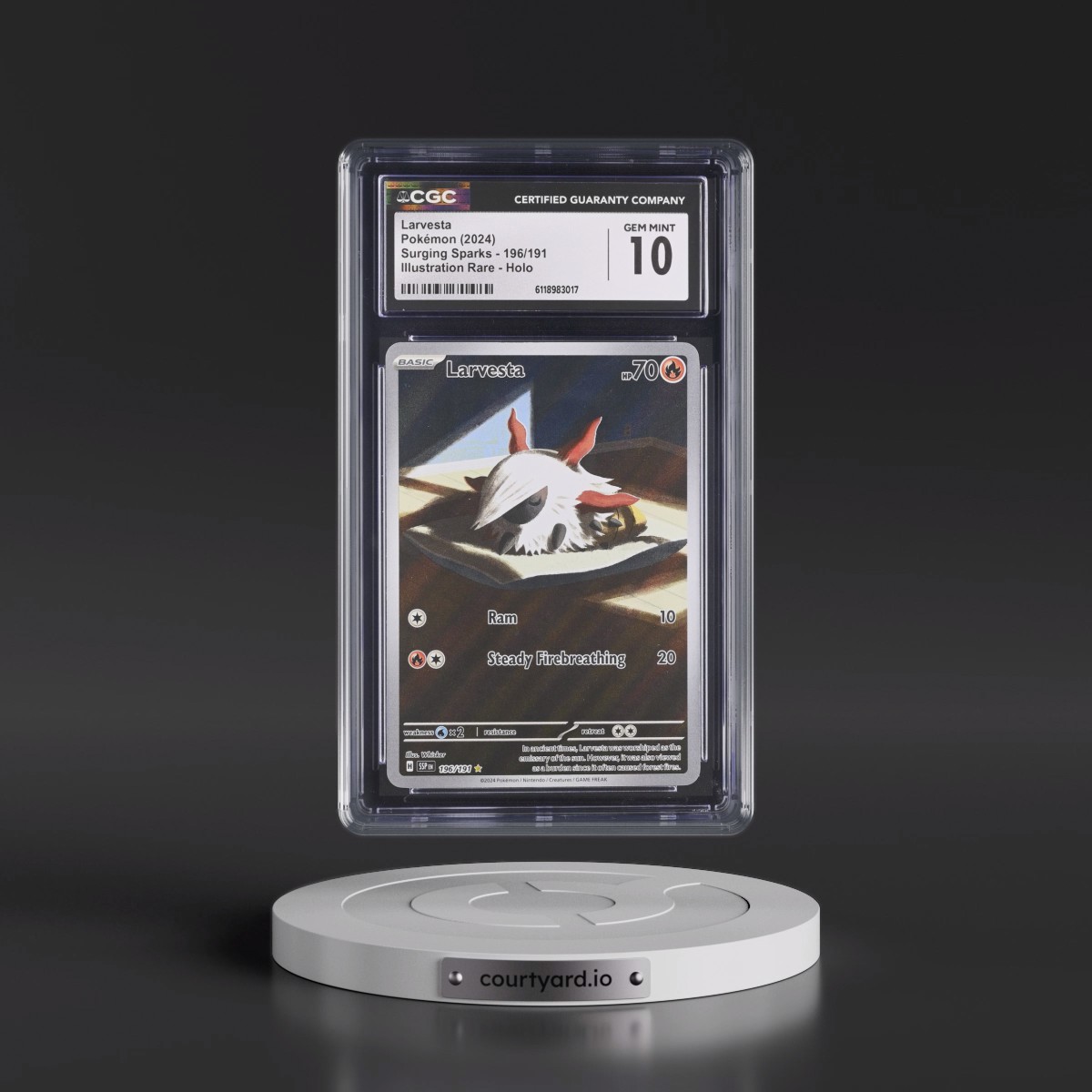 2024 Surging Sparks - SSP EN #196/191 Larvesta - Illustration Rare Holo (CGC 10 GEM MINT)