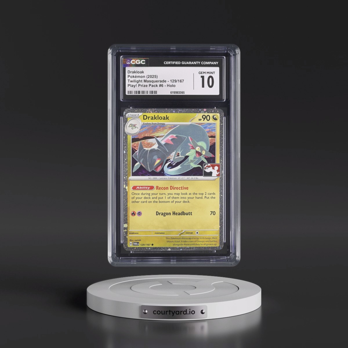 2024 Twilight Masquerade - TWM EN #129/167 Drakloak - Play! Pokémon Prize Pack #6 (Cosmos Holo) Holo (CGC 10 GEM MINT)