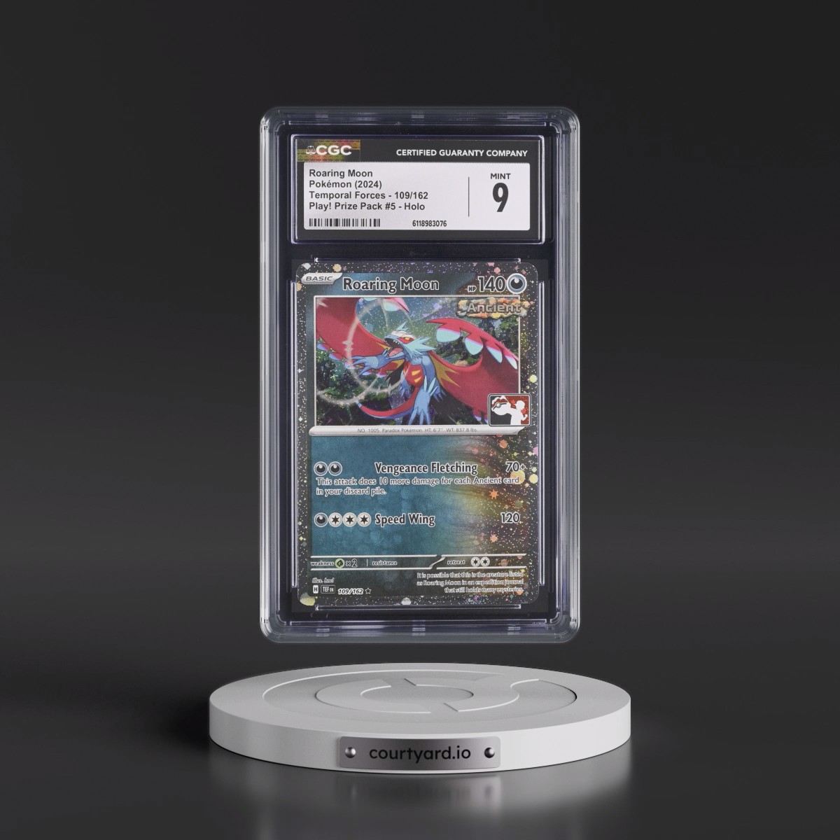 2023 Temporal Forces - TEF EN #109/162 Roaring Moon - Play! Pokémon Prize Pack #5 Holo (CGC 9 MINT)