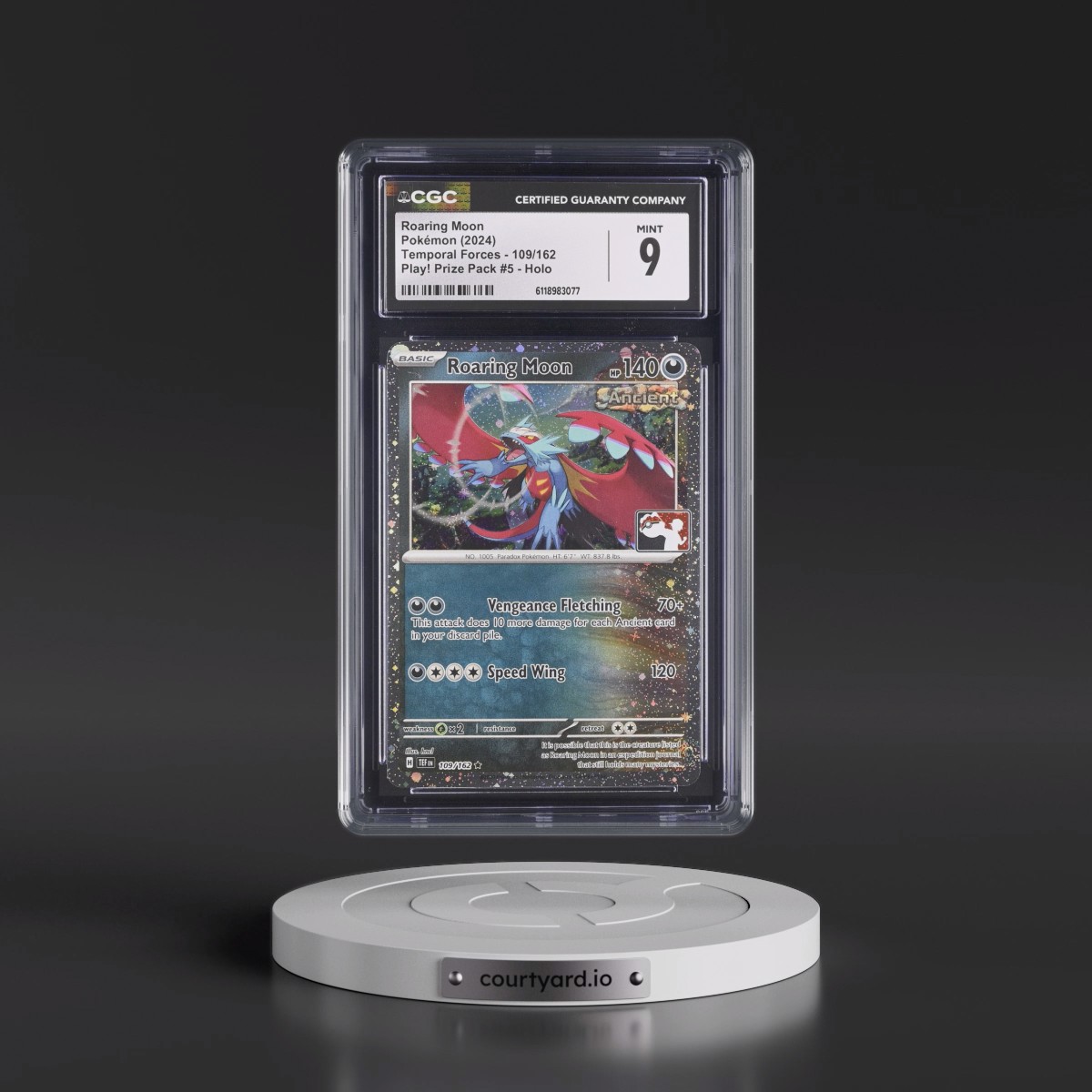 2023 Temporal Forces - TEF EN #109/162 Roaring Moon - Play! Pokémon Prize Pack #5 Holo (CGC 9 MINT)