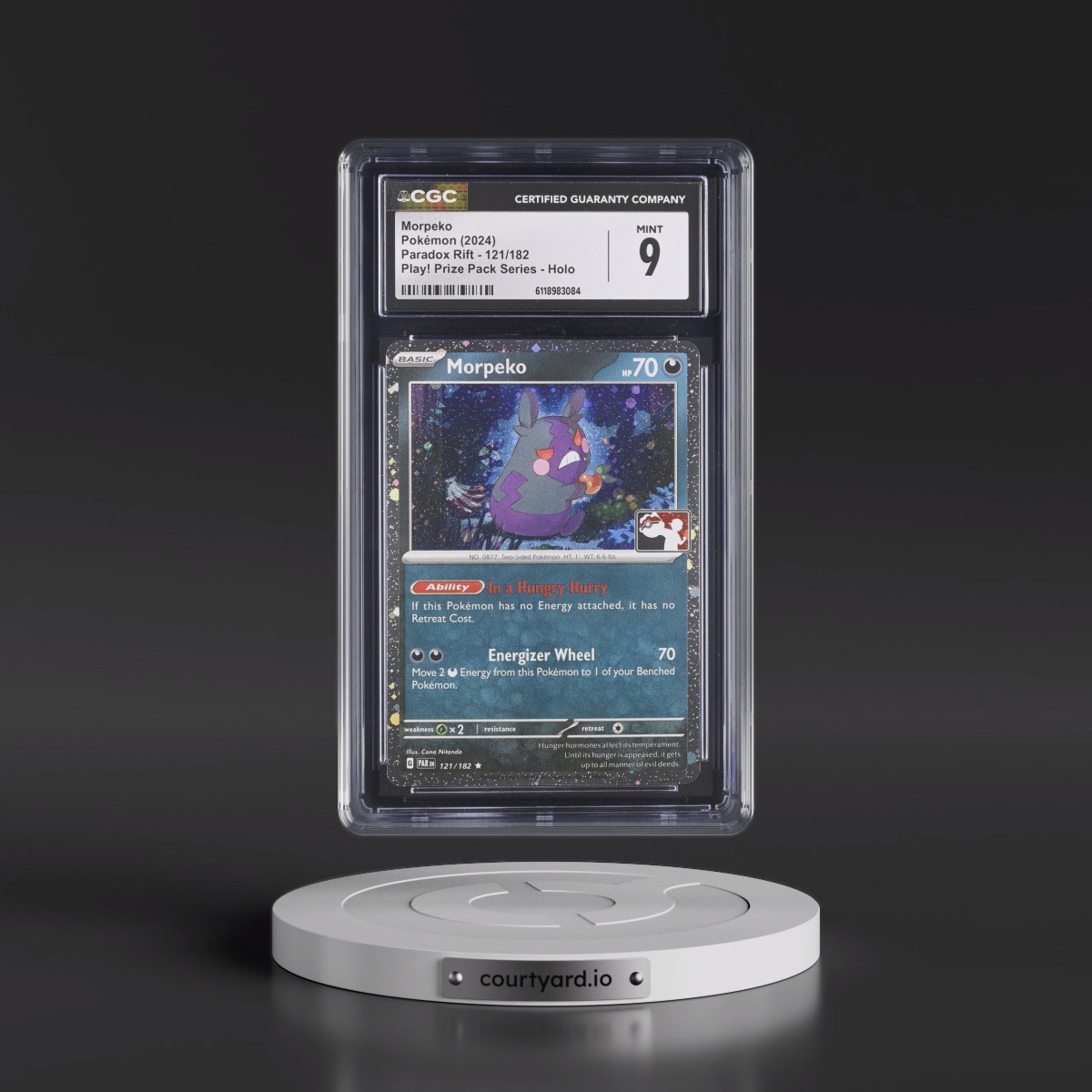 2023 Paradox Rift - PAR EN #121/182 Morpeko - Play! Pokémon Prize Pack Series Holo (CGC 9 MINT)