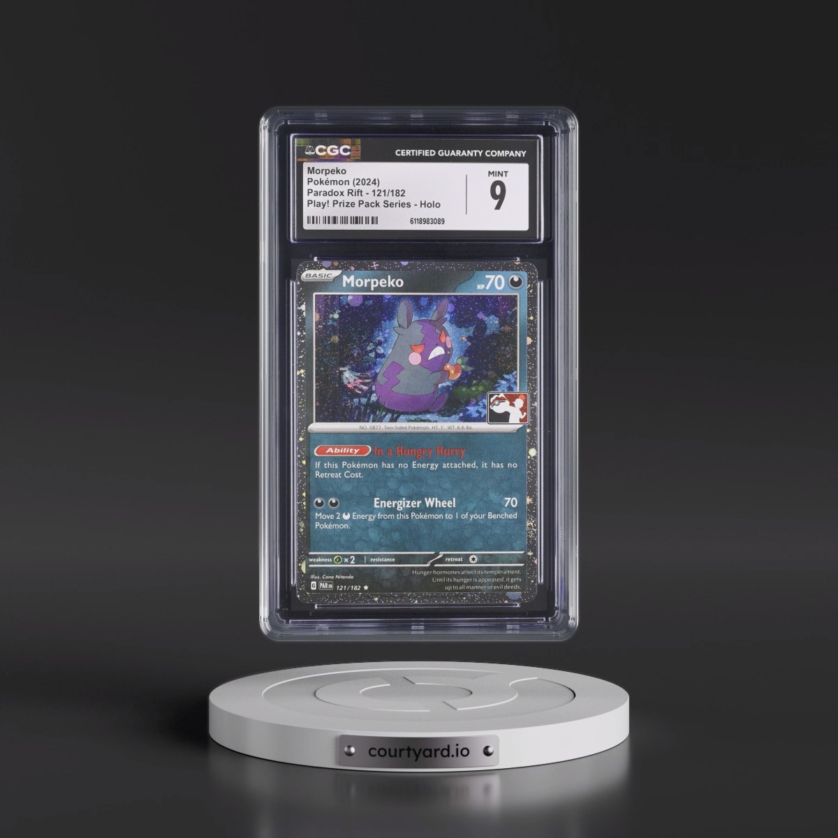 2023 Paradox Rift - PAR EN #121/182 Morpeko - Play! Pokémon Prize Pack Series Holo (CGC 9 MINT)
