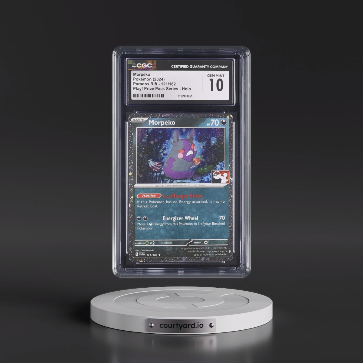2023 Paradox Rift - PAR EN #121/182 Morpeko - Play! Pokémon Prize Pack Series Holo (CGC 10 GEM MINT)