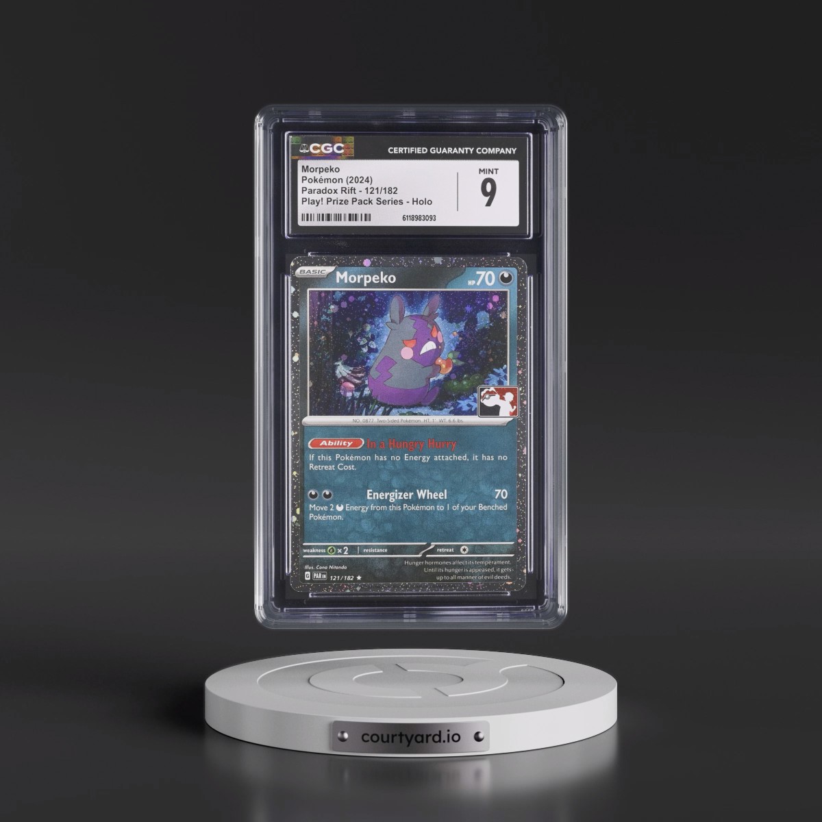 2023 Paradox Rift - PAR EN #121/182 Morpeko - Play! Pokémon Prize Pack Series Holo (CGC 9 MINT)