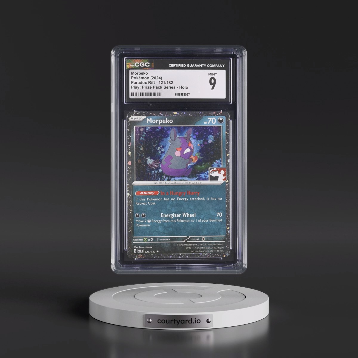 2023 Paradox Rift - PAR EN #121/182 Morpeko - Play! Pokémon Prize Pack Series Holo (CGC 9 MINT)