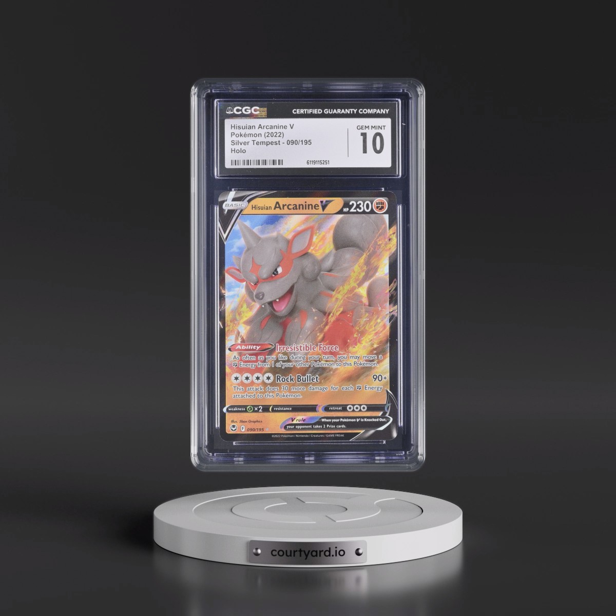 pokemon tcg silver tempest 090 195 hisuian arcanine v card 179/195 holofoil pattern or surface detail) Pokmon TCG - Hisuian Arcanine