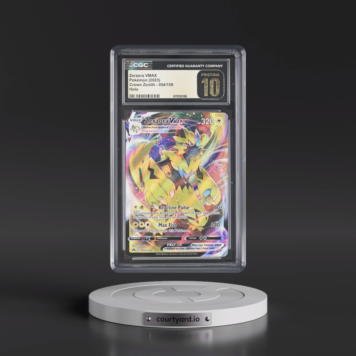 2023 Crown Zenith #054/159 Zeraora VMAX - Holo (CGC 10 PRISTINE)