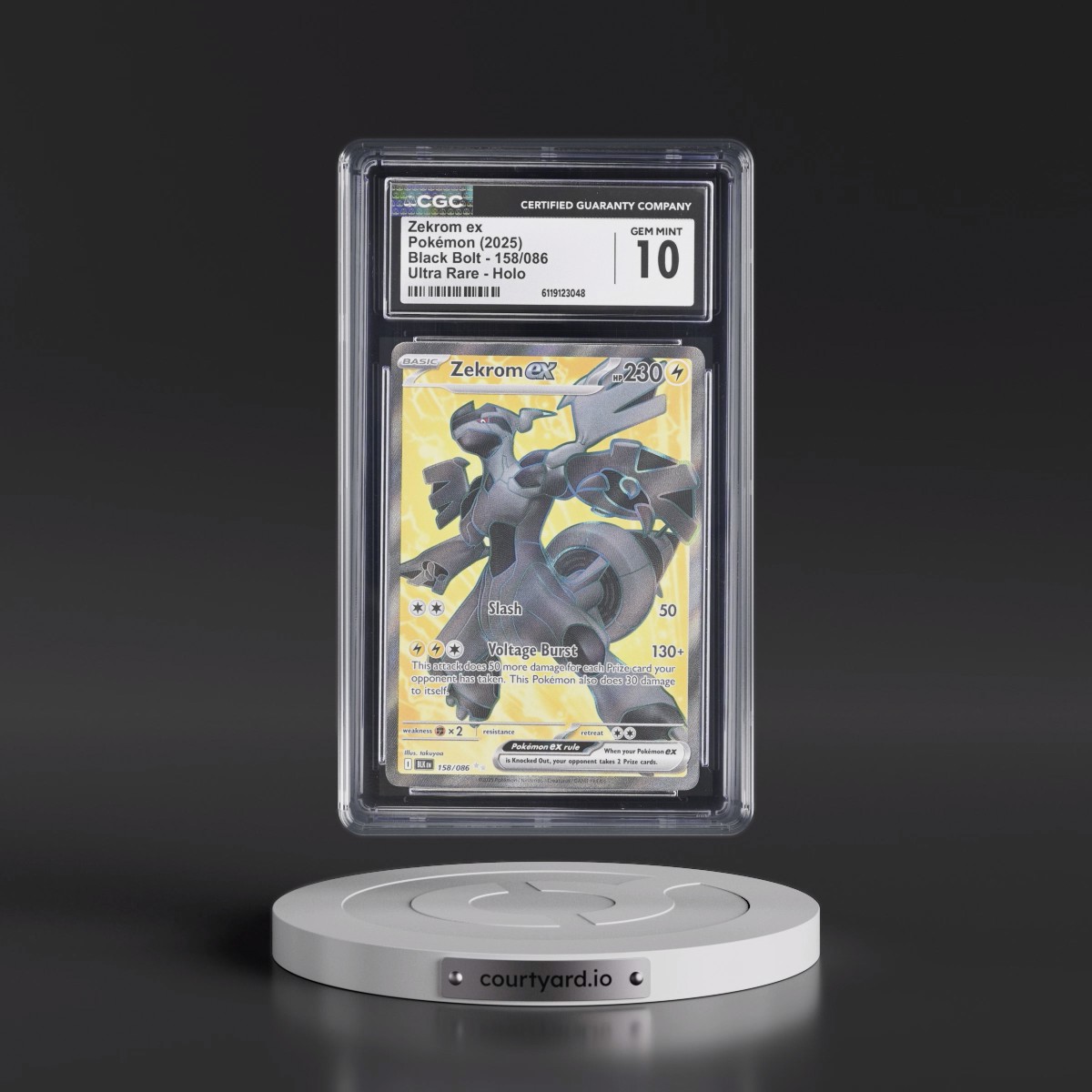 2025 Black Bolt - BLK EN #158/086 Zekrom ex - Ultra Rare Holo (CGC 10 GEM MINT)