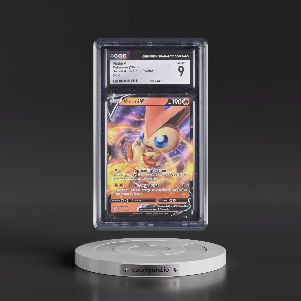 2020 Sword & Shield #025/202 Victini V - Holo (CGC 9 MINT)