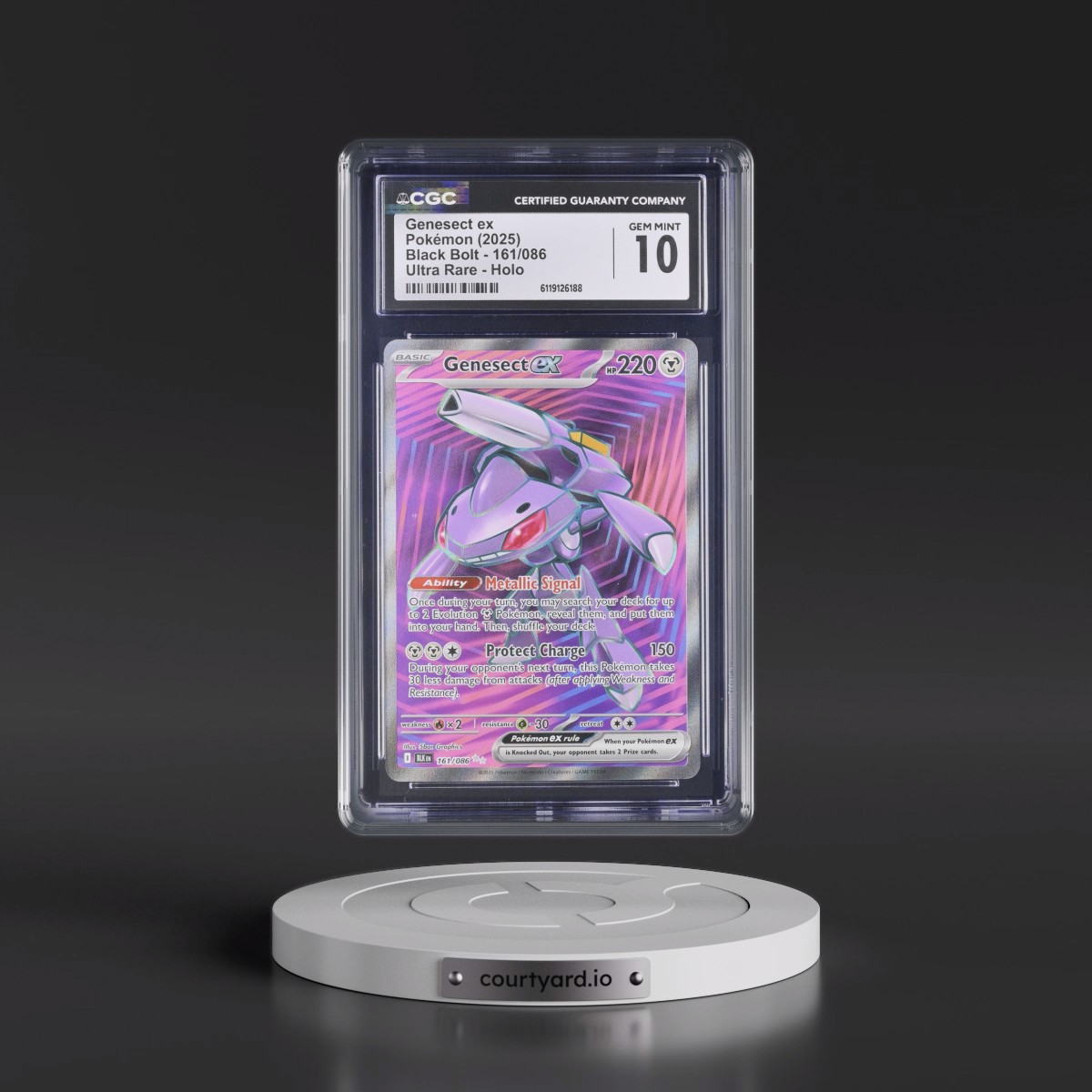 2025 Black Bolt - BLK EN #161/086 Genesect ex - Ultra Rare Holo (CGC 10 GEM MINT)