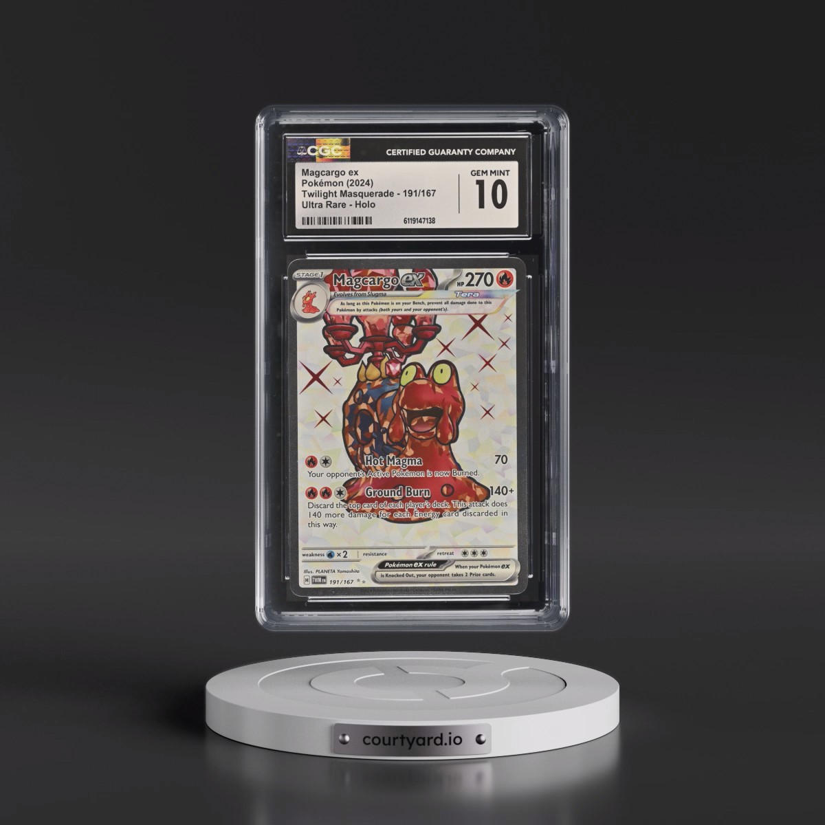 2024 Twilight Masquerade - TWM EN #191/167 Magcargo ex - Ultra Rare Holo (CGC 10 GEM MINT)