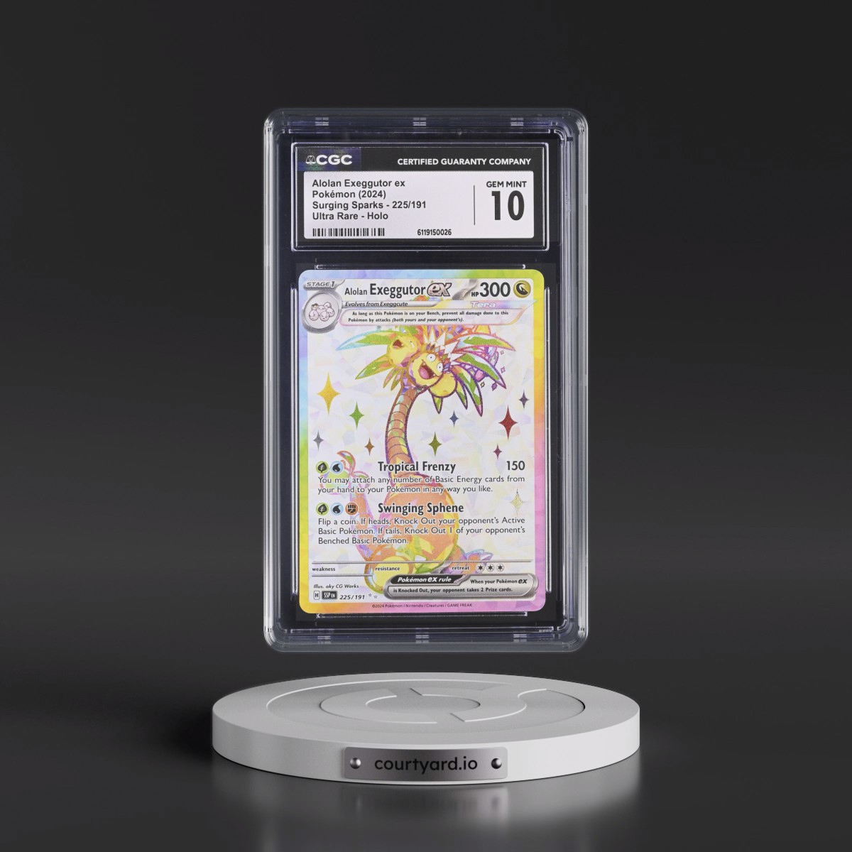 2024 Surging Sparks - SSP EN #225/191 Alolan Exeggutor ex - Ultra Rare Holo (CGC 10 GEM MINT)