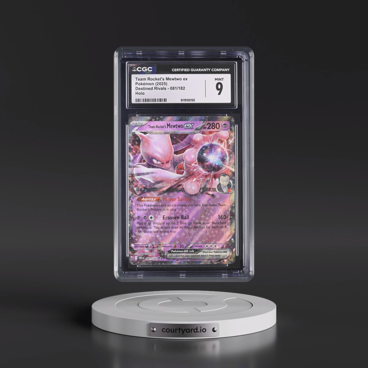2025 Destined Rivals - DRI EN #081/182 Team Rocket's Mewtwo ex - Holo (CGC 9 MINT)