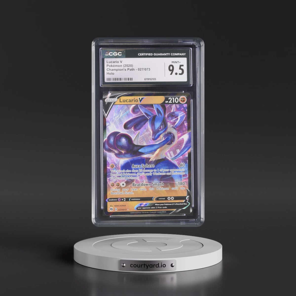 2020 Champion's Path #027/073 Lucario V - Holo (CGC 9.5 MINT+)