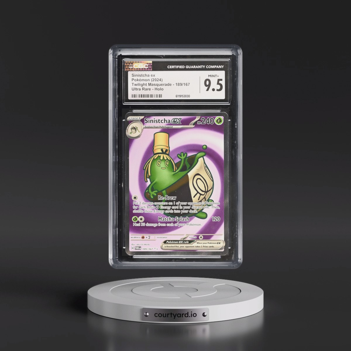 2024 Twilight Masquerade - TWM EN #189/167 Sinistcha ex - Ultra Rare Holo (CGC 9.5 MINT+)