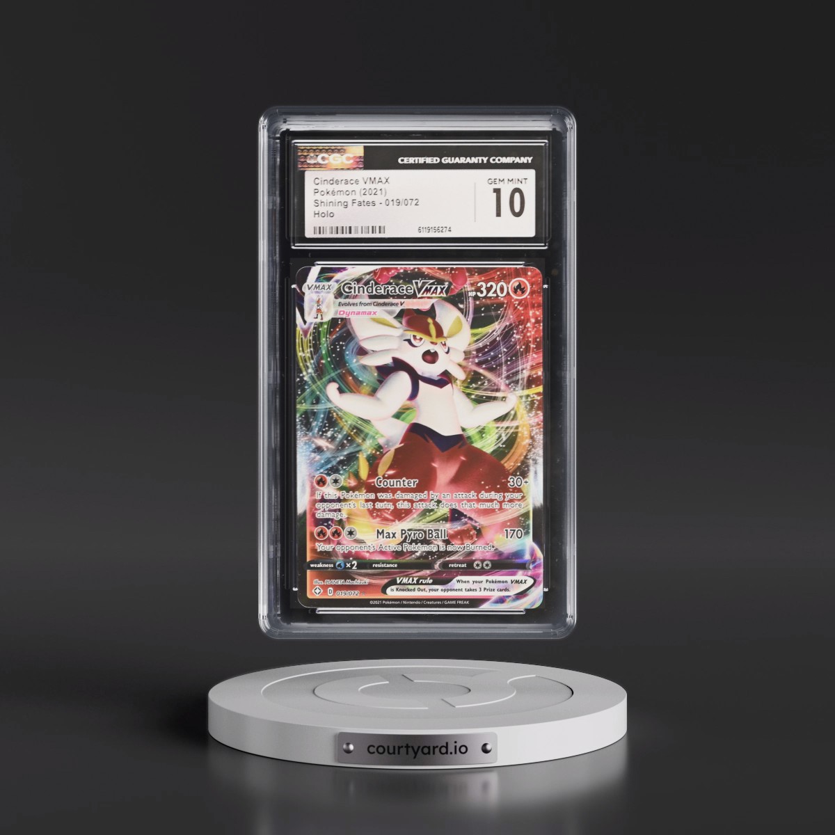 2021 Shining Fates #019/072 Cinderace VMAX - Holo (CGC 10 GEM MINT)
