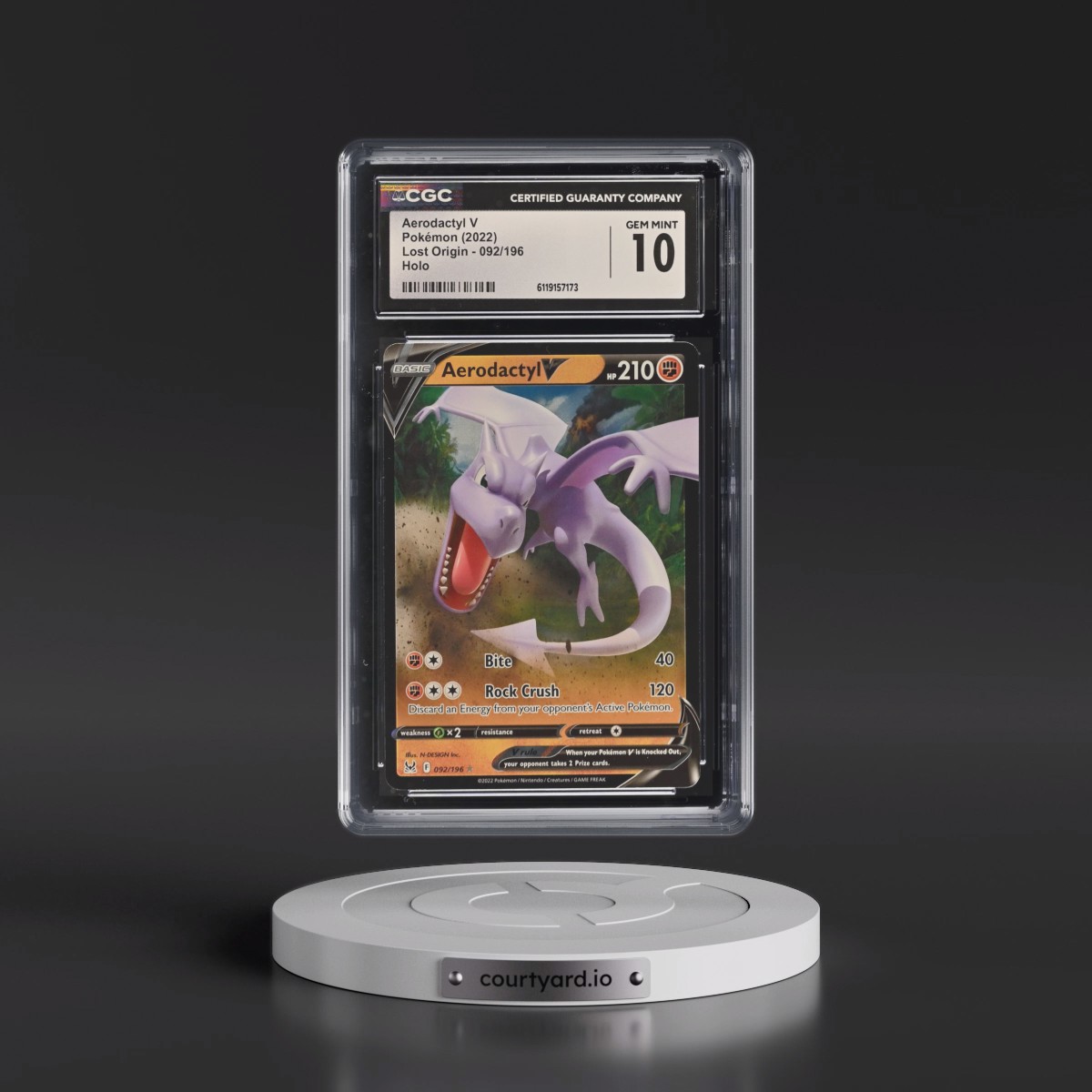 2022 Lost Origin #092/196 Aerodactyl V - Holo (CGC 10 GEM MINT)