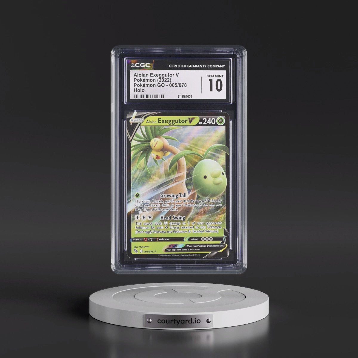 2022 Pokémon GO #005/078 Alolan Exeggutor V - Holo (CGC 10 GEM MINT)