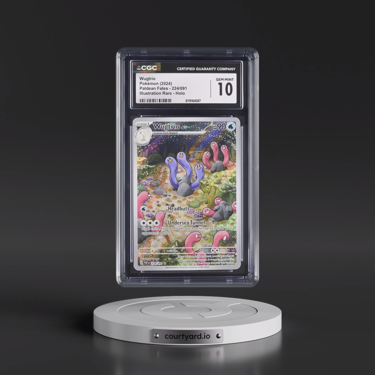 2024 Paldean Fates - PAF EN #224/091 Wugtrio - Illustration Rare Holo (CGC 10 GEM MINT)