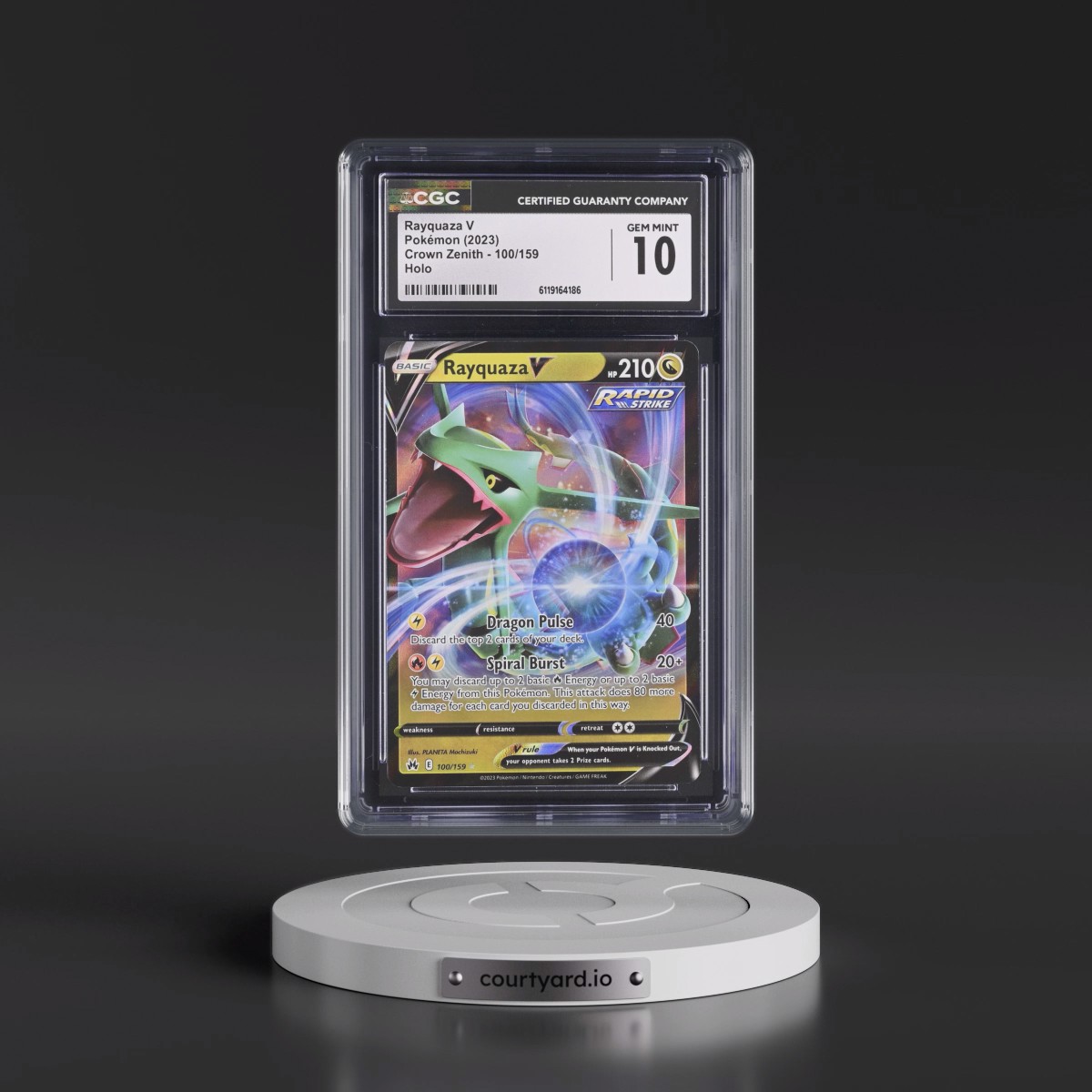 2023 Crown Zenith #100/159 Rayquaza V - Holo (CGC 10 GEM MINT)