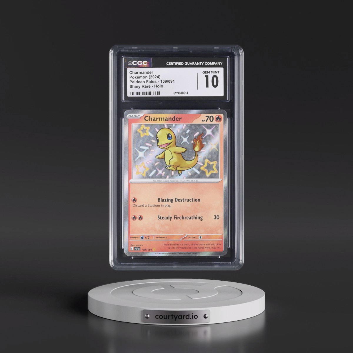 2024 Paldean Fates - PAF EN #109/091 Charmander - Shiny Rare Holo (CGC 10 GEM MINT)