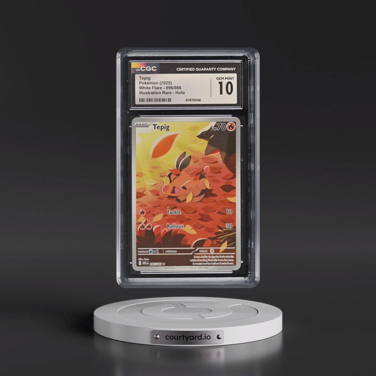 2025 White Flare - WHT EN #096/086 Tepig - Illustration Rare Holo (CGC 10 GEM MINT)