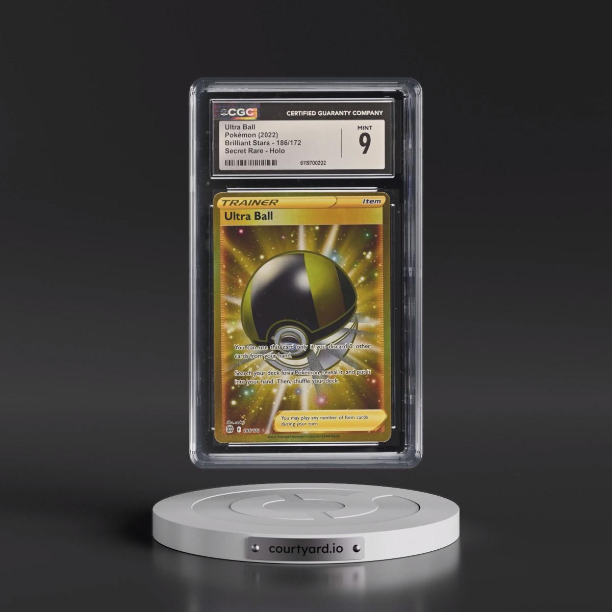 2022 Brilliant Stars #186/172 Ultra Ball - Secret Rare Holo (CGC 9 MINT)