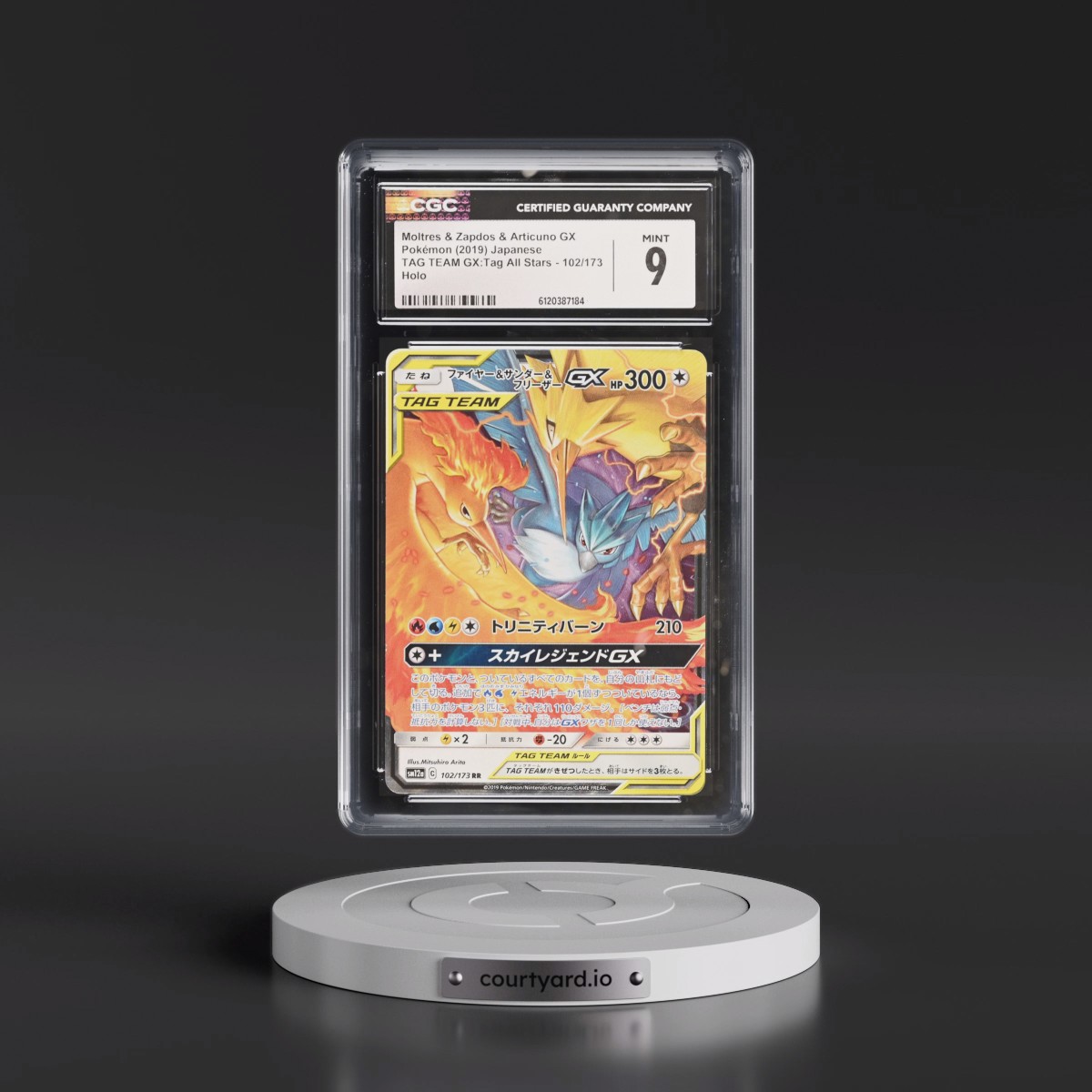 2019 TAG TEAM GX: Tag All Stars #102/173 Moltres & Zapdos & Articuno GX - Holo (CGC 9 MINT)