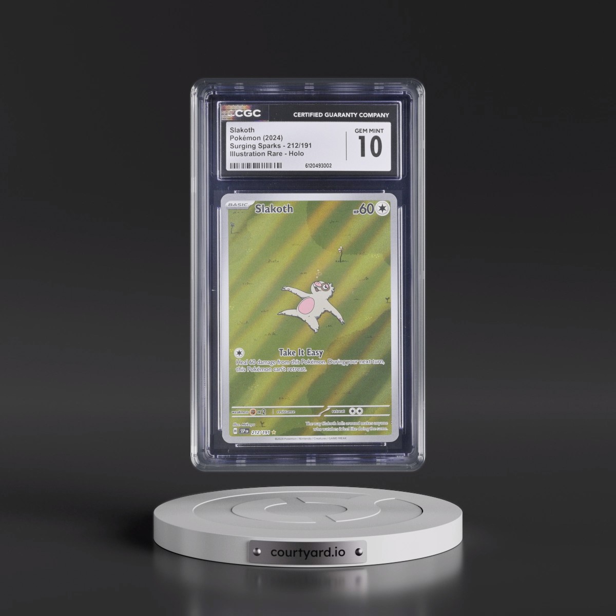 2024 Surging Sparks - SSP EN #212/191 Slakoth - Illustration Rare Holo (CGC 10 GEM MINT)