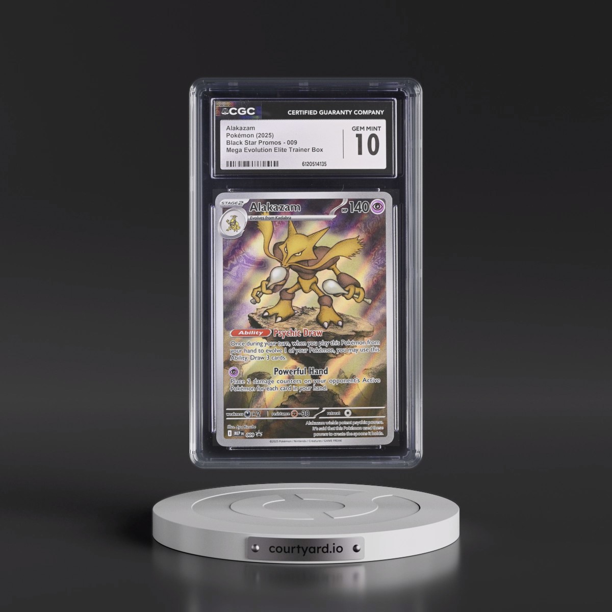2025 Black Star Promos - Mega Evolution MEP EN #009 Alakazam - Mega Evolution Elite Trainer Box (Holo) (CGC 10 GEM MINT)