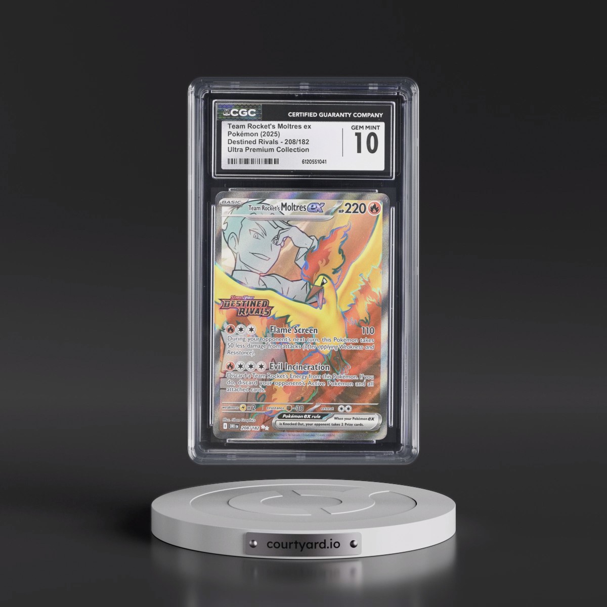 2025 Destined Rivals - DRI EN #208/182 Team Rocket's Moltres ex - Team Rocket's Moltres ex Ultra Premium Collection (Holo) (CGC 10 GEM MINT)