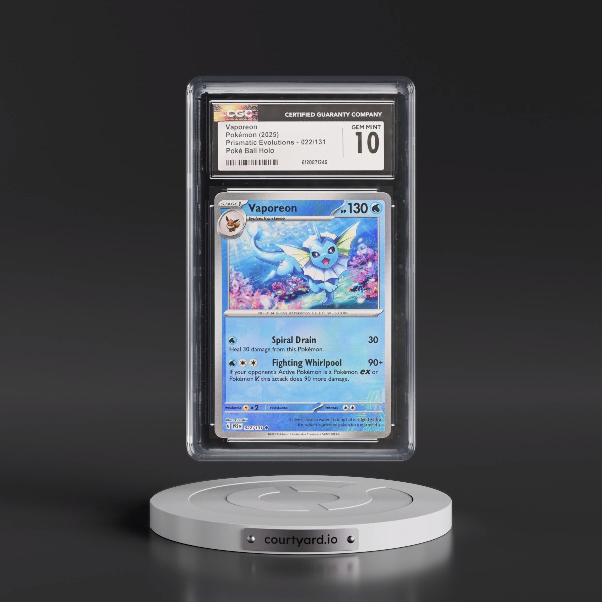 2024 Prismatic Evolutions - PRE EN #022/131 Vaporeon - Poké Ball Holo (CGC 10 GEM MINT)