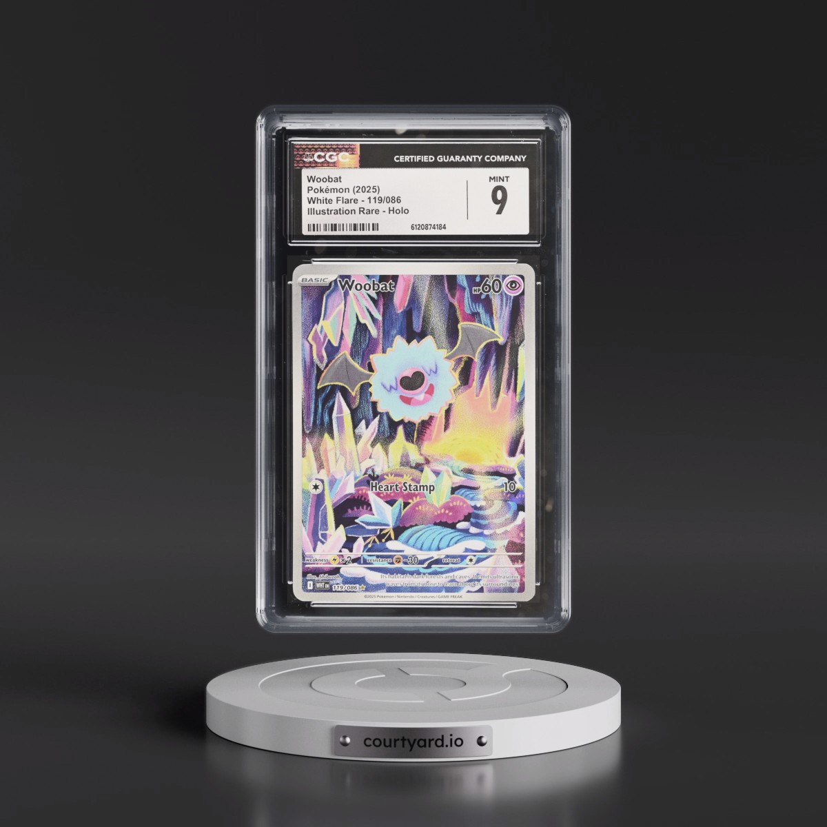 2025 White Flare - WHT EN #119/086 Woobat - Illustration Rare Holo (CGC 9 MINT)