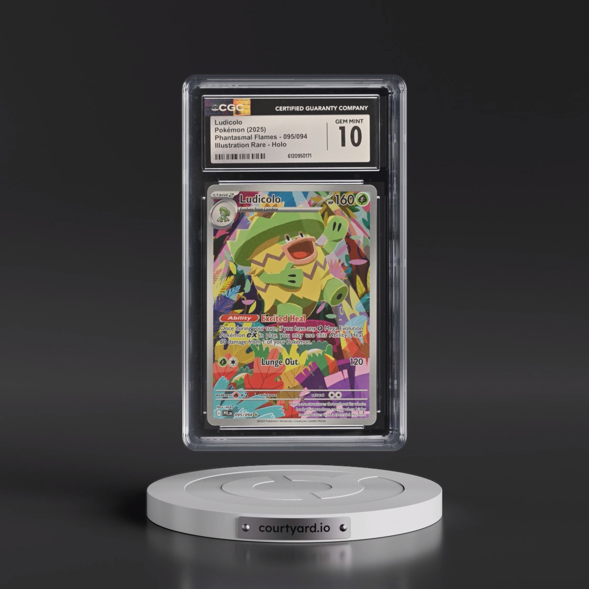 2025 Phantasmal Flames - PFL EN #095/094 Ludicolo - Illustration Rare Holo (CGC 10 GEM MINT)