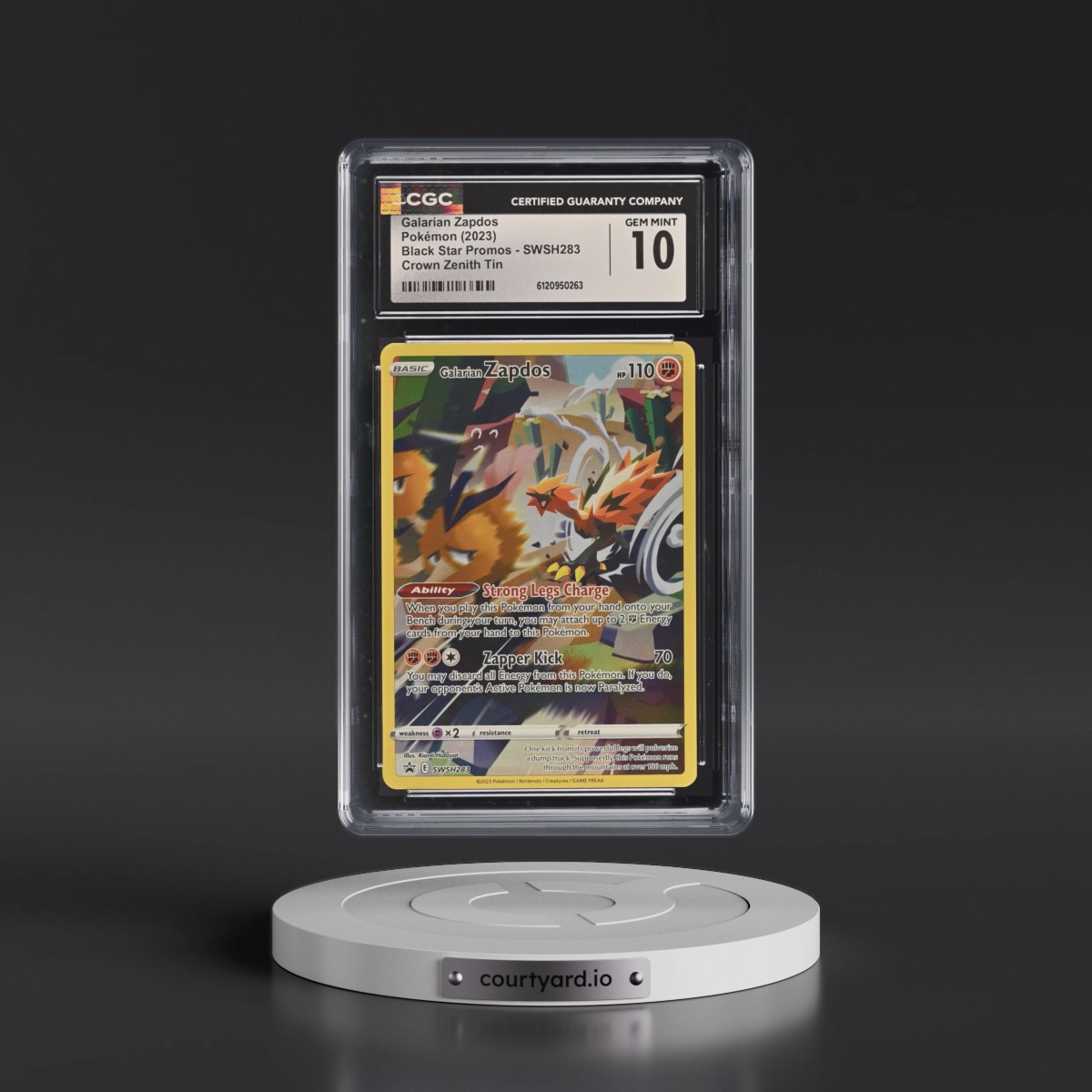 2017 Black Star Promos - Sword & Shield #SWSH283 Galarian Zapdos - Crown Zenith Tin (Holo) (CGC 10 GEM MINT)