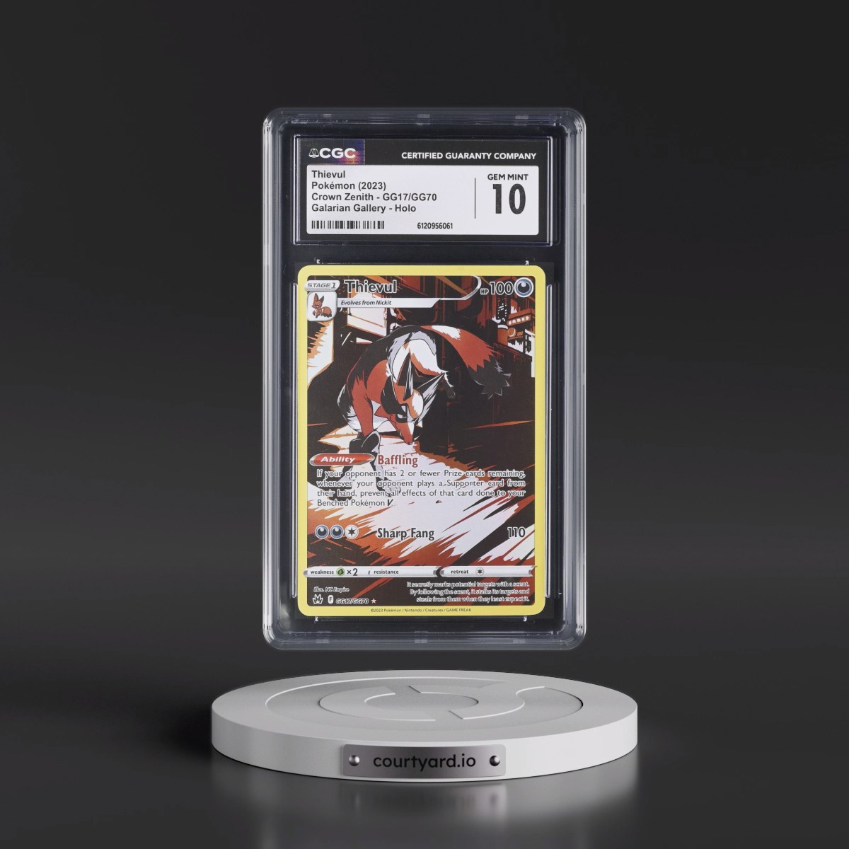 2023 Crown Zenith #GG17/GG70 Thievul - Galarian Gallery Holo (CGC 10 GEM MINT)
