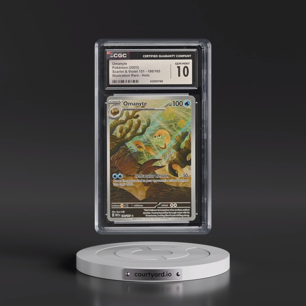 2023 Scarlet & Violet 151 - MEW EN #180/165 Omanyte - Illustration Rare Holo (CGC 10 GEM MINT)