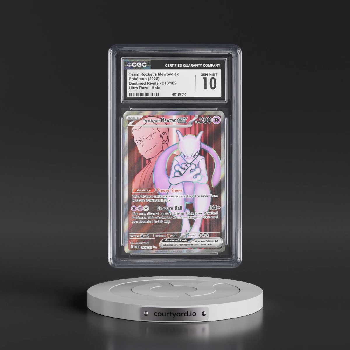 2025 Destined Rivals - DRI EN Team Rocket's Mewtwo ex - Ultra Rare Holo #213/182 CGC 10